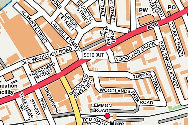 SE10 9UT map - OS OpenMap – Local (Ordnance Survey)