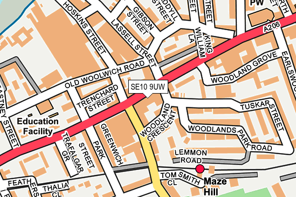 SE10 9UW map - OS OpenMap – Local (Ordnance Survey)