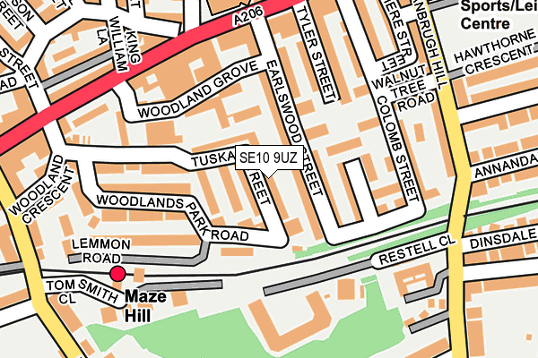 SE10 9UZ map - OS OpenMap – Local (Ordnance Survey)