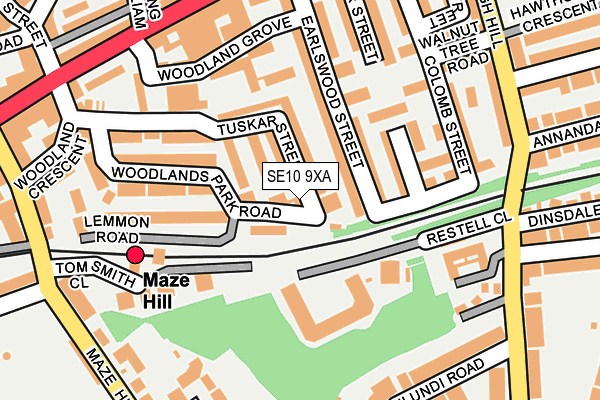 SE10 9XA map - OS OpenMap – Local (Ordnance Survey)