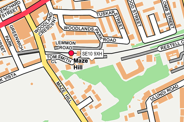 SE10 9XH map - OS OpenMap – Local (Ordnance Survey)