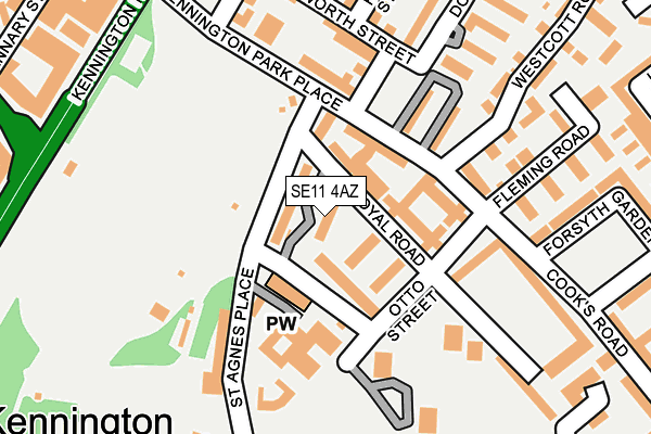 SE11 4AZ map - OS OpenMap – Local (Ordnance Survey)