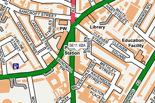 SE11 4BA map - OS OpenMap – Local (Ordnance Survey)