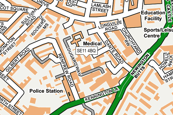 SE11 4BQ map - OS OpenMap – Local (Ordnance Survey)