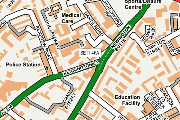 SE11 4FA map - OS OpenMap – Local (Ordnance Survey)