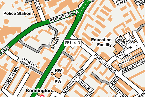 SE11 4JD map - OS OpenMap – Local (Ordnance Survey)