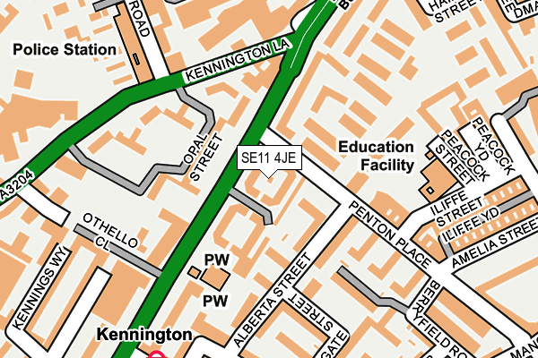 SE11 4JE map - OS OpenMap – Local (Ordnance Survey)