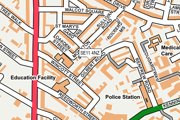 SE11 4NZ map - OS OpenMap – Local (Ordnance Survey)