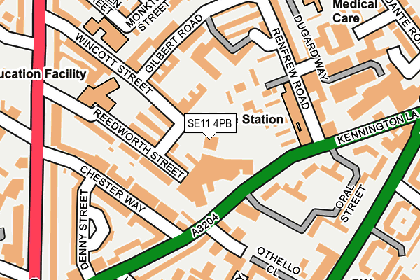 SE11 4PB map - OS OpenMap – Local (Ordnance Survey)