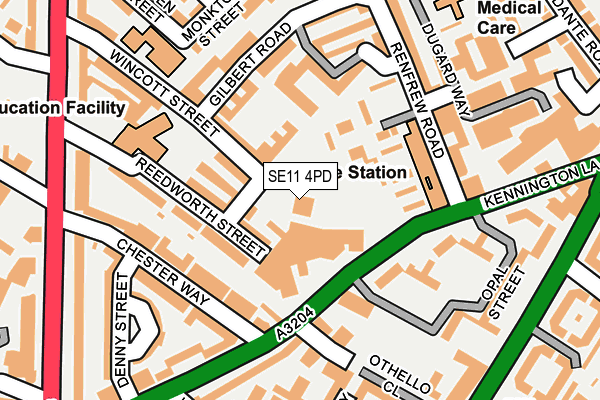 SE11 4PD map - OS OpenMap – Local (Ordnance Survey)