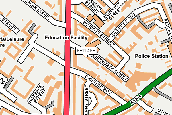 SE11 4PE map - OS OpenMap – Local (Ordnance Survey)