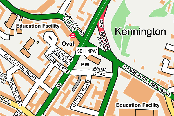 SE11 4PW map - OS OpenMap – Local (Ordnance Survey)