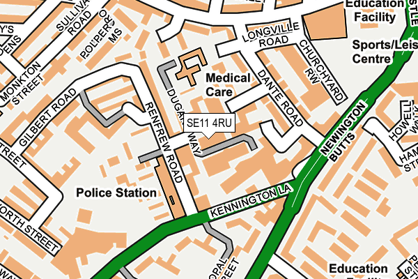 SE11 4RU map - OS OpenMap – Local (Ordnance Survey)