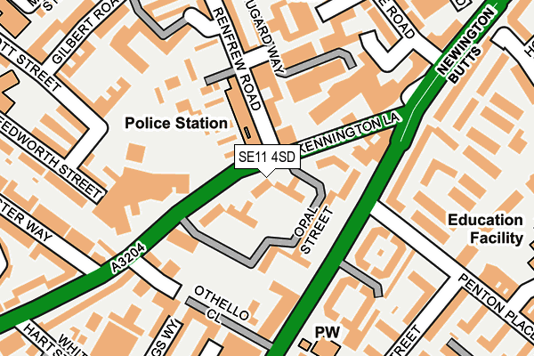 SE11 4SD map - OS OpenMap – Local (Ordnance Survey)