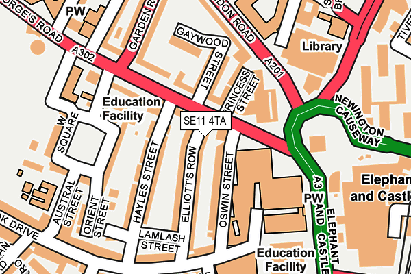 SE11 4TA map - OS OpenMap – Local (Ordnance Survey)