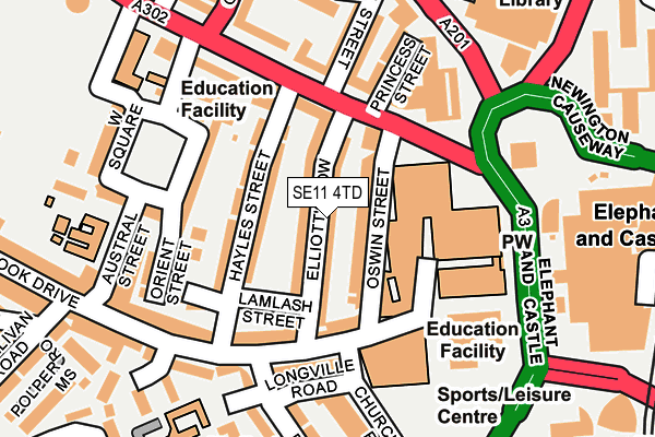 SE11 4TD map - OS OpenMap – Local (Ordnance Survey)