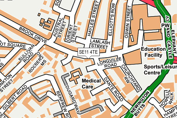 SE11 4TE map - OS OpenMap – Local (Ordnance Survey)