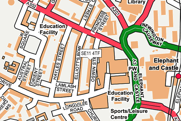 SE11 4TF map - OS OpenMap – Local (Ordnance Survey)