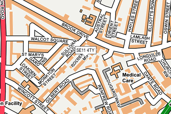 SE11 4TY map - OS OpenMap – Local (Ordnance Survey)