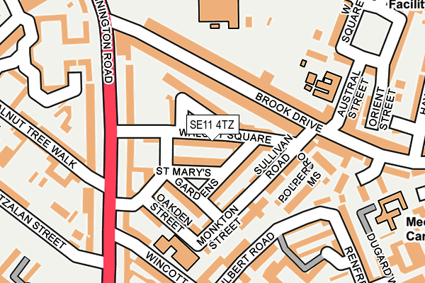 SE11 4TZ map - OS OpenMap – Local (Ordnance Survey)