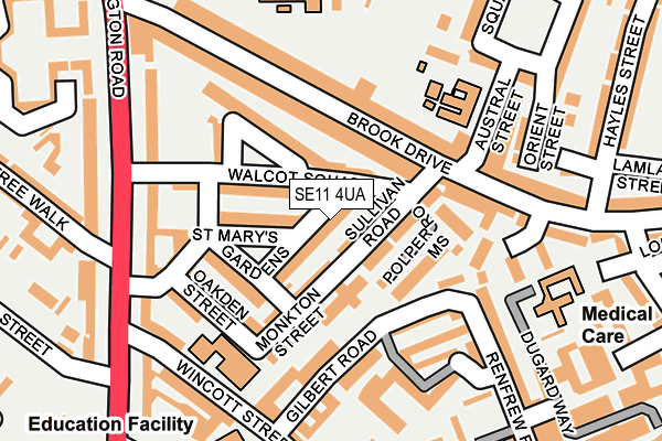 SE11 4UA map - OS OpenMap – Local (Ordnance Survey)