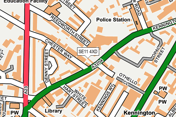 SE11 4XD map - OS OpenMap – Local (Ordnance Survey)