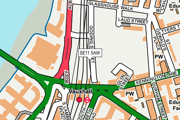 SE11 5AW map - OS OpenMap – Local (Ordnance Survey)
