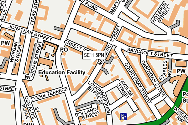 SE11 5PN map - OS OpenMap – Local (Ordnance Survey)