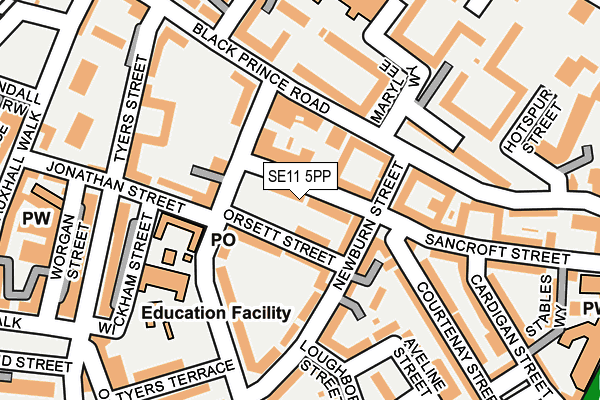 SE11 5PP map - OS OpenMap – Local (Ordnance Survey)