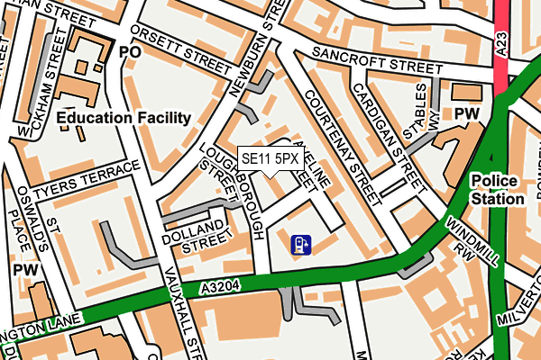 SE11 5PX map - OS OpenMap – Local (Ordnance Survey)