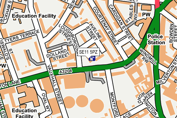 SE11 5PZ map - OS OpenMap – Local (Ordnance Survey)