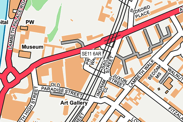SE11 6AR map - OS OpenMap – Local (Ordnance Survey)