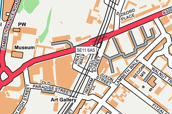 SE11 6AS map - OS OpenMap – Local (Ordnance Survey)