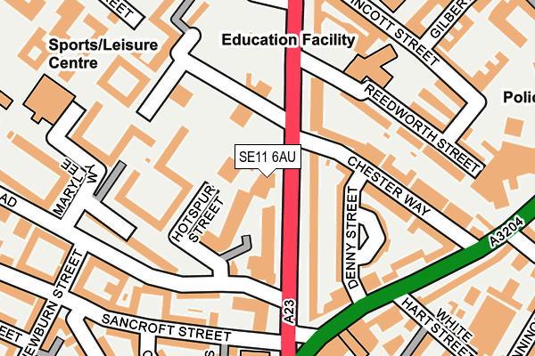 SE11 6AU map - OS OpenMap – Local (Ordnance Survey)