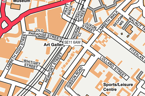 SE11 6AW map - OS OpenMap – Local (Ordnance Survey)