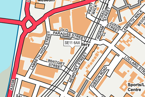 SE11 6AX map - OS OpenMap – Local (Ordnance Survey)