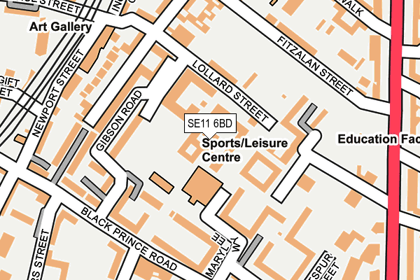 SE11 6BD map - OS OpenMap – Local (Ordnance Survey)