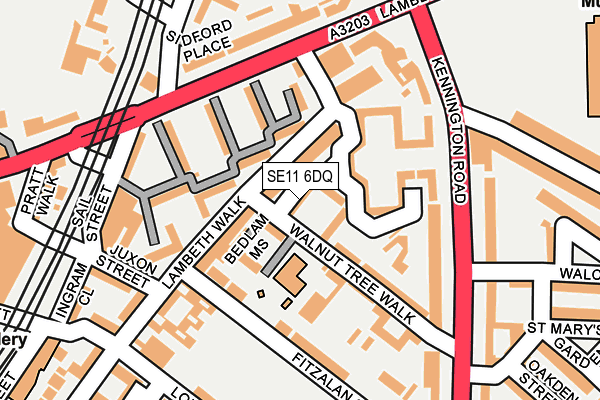 SE11 6DQ map - OS OpenMap – Local (Ordnance Survey)