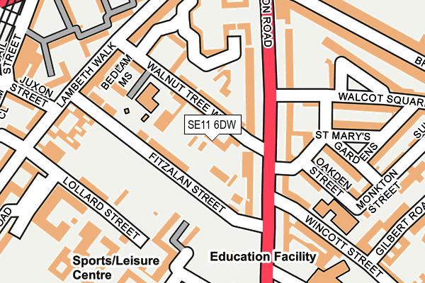 SE11 6DW map - OS OpenMap – Local (Ordnance Survey)