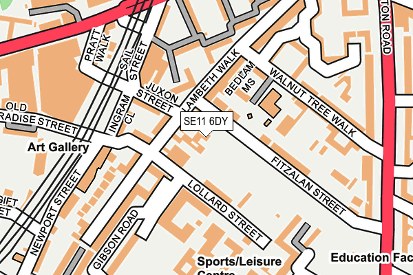 SE11 6DY map - OS OpenMap – Local (Ordnance Survey)