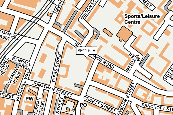 SE11 6JH map - OS OpenMap – Local (Ordnance Survey)