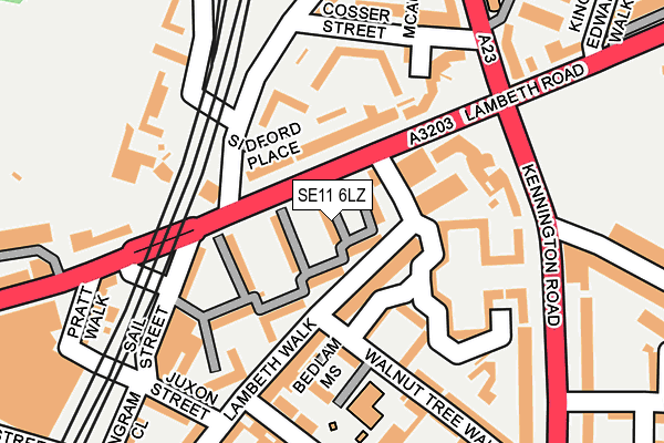 SE11 6LZ map - OS OpenMap – Local (Ordnance Survey)