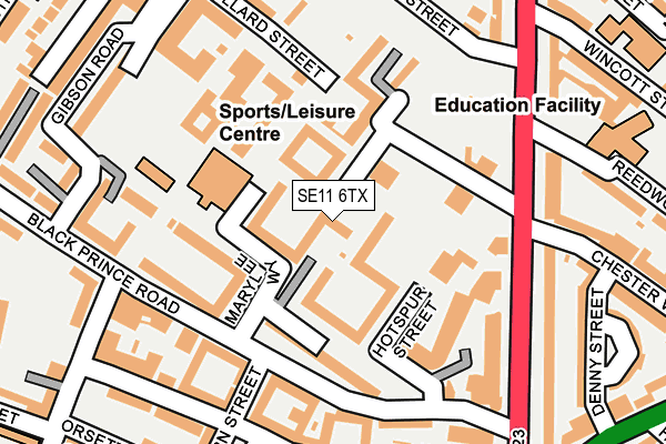 SE11 6TX map - OS OpenMap – Local (Ordnance Survey)