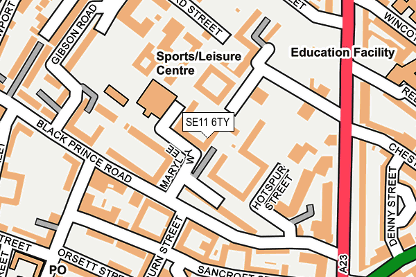 SE11 6TY map - OS OpenMap – Local (Ordnance Survey)