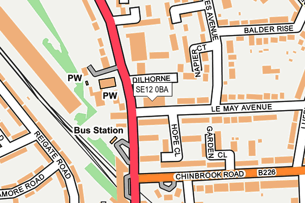 SE12 0BA map - OS OpenMap – Local (Ordnance Survey)