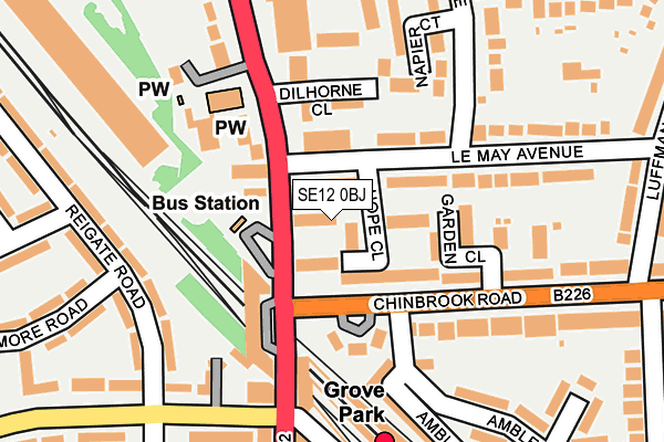 SE12 0BJ map - OS OpenMap – Local (Ordnance Survey)