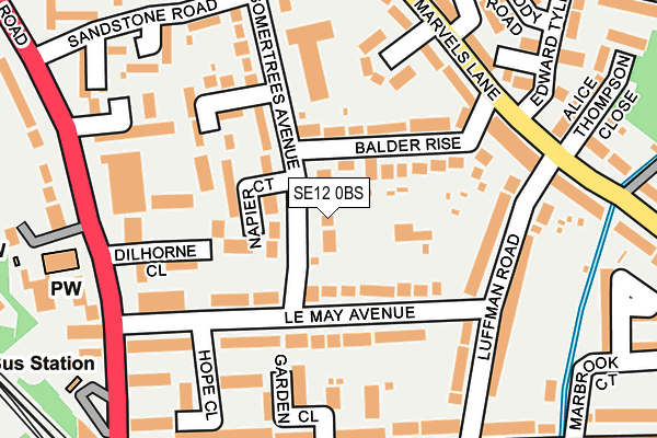 SE12 0BS map - OS OpenMap – Local (Ordnance Survey)