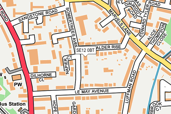 SE12 0BT map - OS OpenMap – Local (Ordnance Survey)