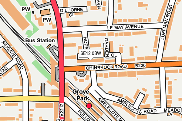 SE12 0BW map - OS OpenMap – Local (Ordnance Survey)