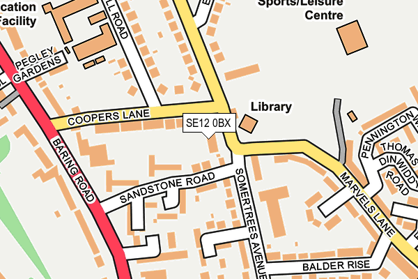 SE12 0BX map - OS OpenMap – Local (Ordnance Survey)